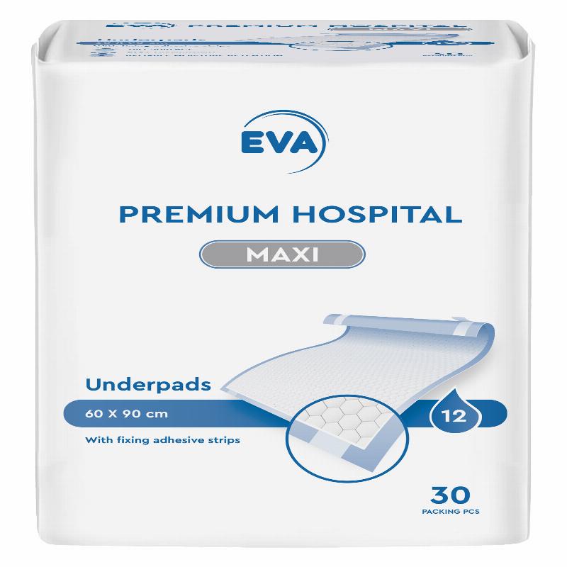 Пелюшки EVA premium hospital Maxi 90x60 з двома широкими клейкими стрічками